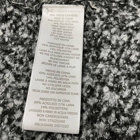 JOIE Wool Blend Marled Grey Waterfall Open Front Cardigan w/ Pockets  Sz L - Picture 7 of 8